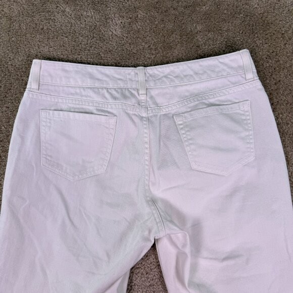 LL Bean Favorite Fit Cropped Capri Pants Womens Size 14 Petite White 35x19 E729 - Picture 8 of 13